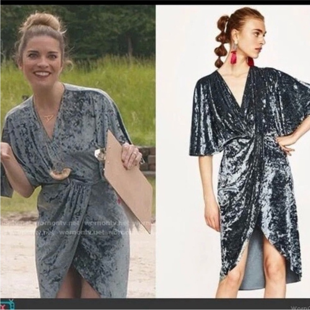 BUNDLE SALE 💵 4 for $20!! Crushed Velvet Wrap Dress in Blue